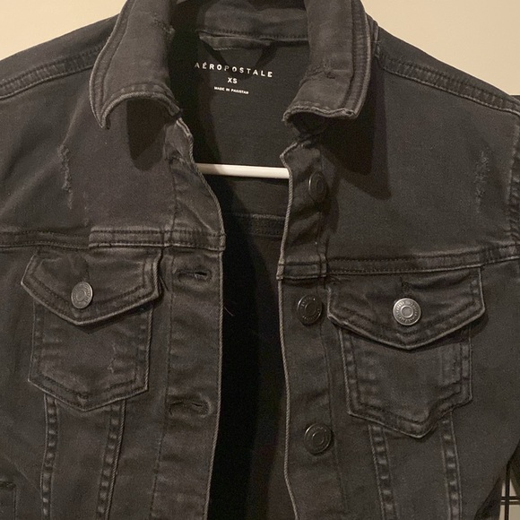Aeropostale Black Distressed Jean Jacket - Picture 2 of 5